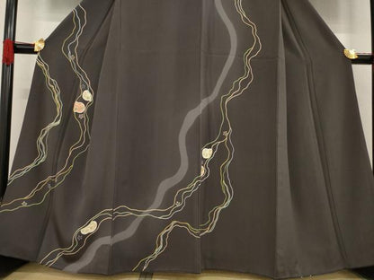 平和屋着物●訪問着　刺繍　道長花丸文　暈し染め　正絹　逸品　AABE8205ck