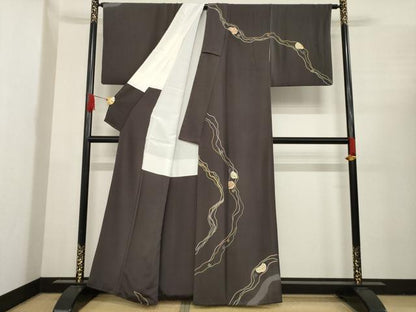 平和屋着物●訪問着　刺繍　道長花丸文　暈し染め　正絹　逸品　AABE8205ck