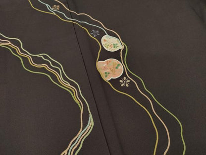 平和屋着物●訪問着　刺繍　道長花丸文　暈し染め　正絹　逸品　AABE8205ck