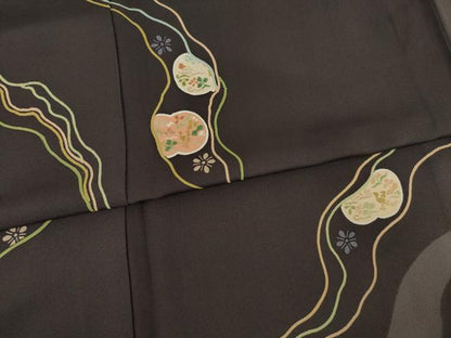 平和屋着物●訪問着　刺繍　道長花丸文　暈し染め　正絹　逸品　AABE8205ck