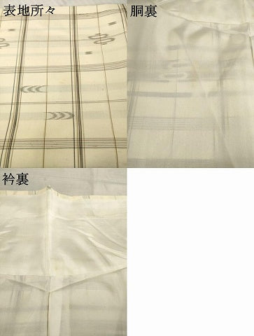 平和屋着物●上質な紬　琉球絣文様　格子　正絹　逸品　AABE8212ck