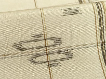 平和屋着物●上質な紬　琉球絣文様　格子　正絹　逸品　AABE8212ck