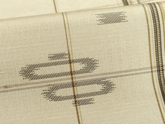 平和屋着物●上質な紬　琉球絣文様　格子　正絹　逸品　AABE8212ck