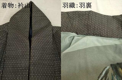 平和屋着物●男性　本場大島紬　アンサンブル　亀甲絣　正絹　逸品　AABE8214ck
