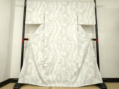 平和屋着物●本場大島紬　白大島　カタス7マルキ　花蔦草文　やまと誂製　正絹　逸品　AABE8215ck