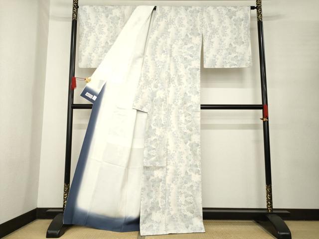 平和屋着物●本場大島紬　白大島　カタス7マルキ　花蔦草文　やまと誂製　正絹　逸品　AABE8215ck