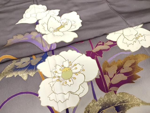 平和屋着物●豪華振袖　草花文　暈し染め　金彩　正絹　逸品　AABE8218ck