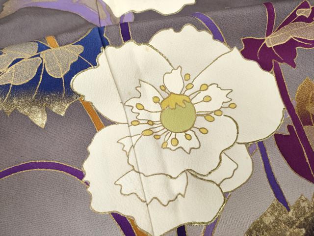 平和屋着物●豪華振袖　草花文　暈し染め　金彩　正絹　逸品　AABE8218ck 平和屋着物□豪華振袖 絞り 草花文 暈し染め 金彩 正絹 逸品
