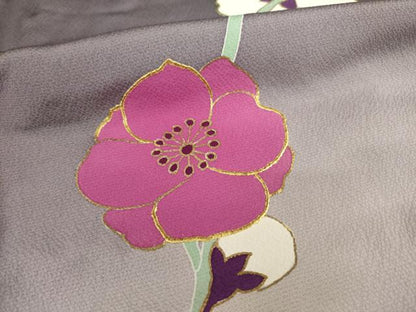 平和屋着物●豪華振袖　草花文　暈し染め　金彩　正絹　逸品　AABE8218ck