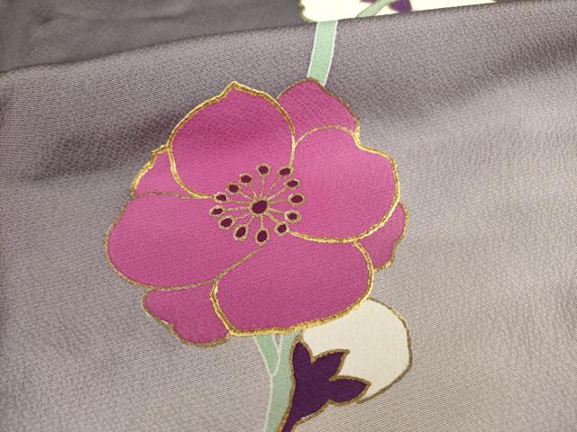 平和屋着物●豪華振袖　草花文　暈し染め　金彩　正絹　逸品　AABE8218ck