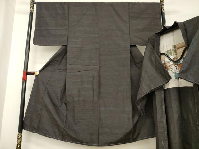 平和屋着物○男性 紬 アンサンブル 霞文 正絹 逸品 未使用 AABE8219ck