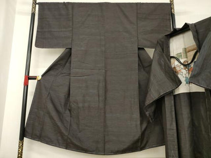 平和屋着物●男性　紬　アンサンブル　霞文　正絹　逸品　未使用　AABE8219ck