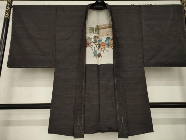 平和屋着物●男性　紬　アンサンブル　霞文　正絹　逸品　未使用　AABE8219ck 平和屋着物○男性 紬 アンサンブル 霞文 正絹 逸品 未使用 AABE8219ck