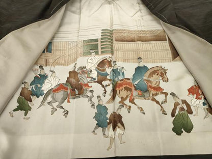 平和屋着物●男性　紬　アンサンブル　霞文　正絹　逸品　未使用　AABE8219ck