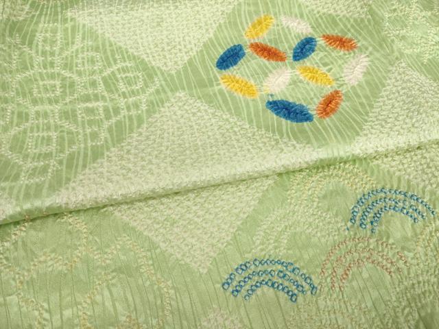 平和屋着物●上質な小紋　総絞り　菱繋ぎ　正絹　逸品　AABE8220ck