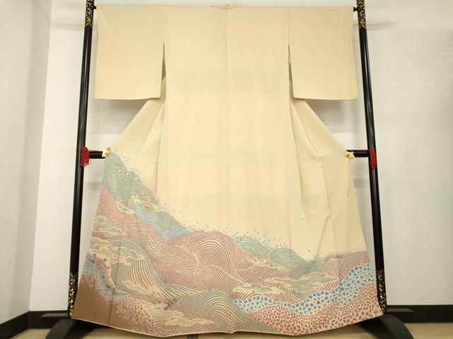 平和屋着物●十日町　名門　滝泰謹製　色留袖　絞り　中国三大刺繍　相良刺繍　立波文　正絹　逸品　AABE8222ck