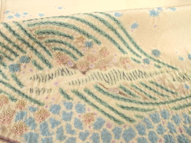 平和屋着物●十日町　名門　滝泰謹製　色留袖　絞り　中国三大刺繍　相良刺繍　立波文　正絹　逸品　AABE8222ck