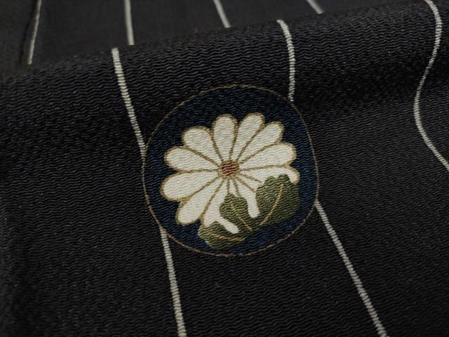 平和屋着物●上質な小紋　花丸文　黒地　金彩　正絹　逸品　AABE8224ck