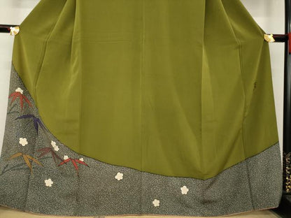 平和屋着物●染色の魔術師　染乃座・大久保玄才　そめのざ玄才　訪問着　笹　梅　正絹　逸品　AABE8225ck
