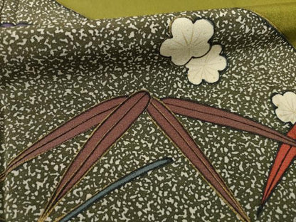 平和屋着物●染色の魔術師　染乃座・大久保玄才　そめのざ玄才　訪問着　笹　梅　正絹　逸品　AABE8225ck