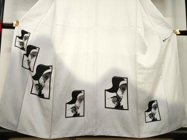 平和屋着物●現代の憂氣世絵師　米倉斉加年　訪問着　犬神博士　正絹　逸品　AABE8226ck