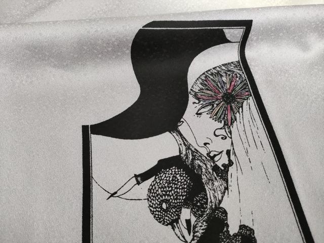 平和屋着物●現代の憂氣世絵師　米倉斉加年　訪問着　犬神博士　正絹　逸品　AABE8226ck