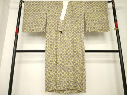 平和屋着物●長襦袢　無双仕立て　流水市松文　やまと誂製　正絹　逸品　AABE8228ck
