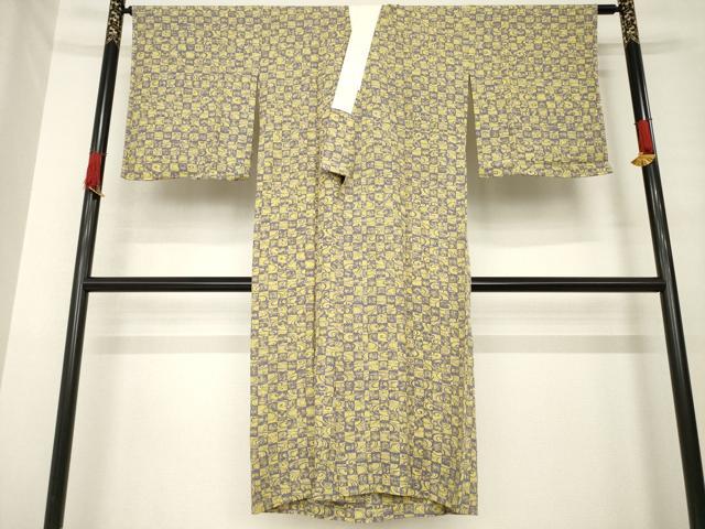 平和屋着物●長襦袢　無双仕立て　流水市松文　やまと誂製　正絹　逸品　AABE8228ck