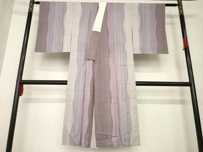 平和屋着物●長襦袢　袷　よろけ間道　正絹　逸品　AABE8231ck