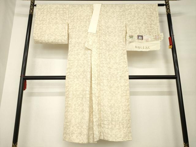 平和屋着物●長襦袢　無双仕立て　本場奄美大島泥染　赤塚花穂作　桜格子　証紙付き　正絹　逸品　AABE8232ck