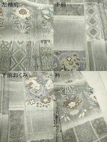平和屋着物●上質な小紋 更紗花鳥文 ふくれ織 正絹 逸品 AABE8233ck
