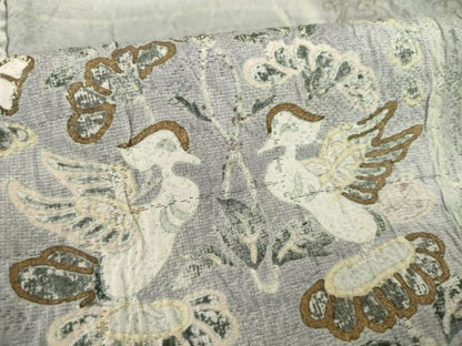 平和屋着物●上質な小紋 更紗花鳥文 ふくれ織 正絹 逸品 AABE8233ck