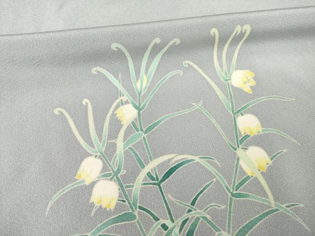 平和屋着物●本加賀友禅作家 上坊寺正良 訪問着 枝花文 暈し染め ロング丈 正絹 逸品 AABE8234ck