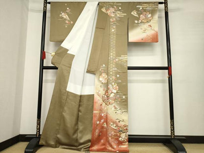 平和屋着物●訪問着　舞花文　暈し染め　金銀彩　正絹　逸品　AABE8236ck