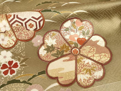 平和屋着物●訪問着　舞花文　暈し染め　金銀彩　正絹　逸品　AABE8236ck