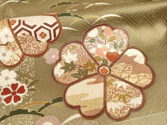 平和屋着物●訪問着　舞花文　暈し染め　金銀彩　正絹　逸品　AABE8236ck