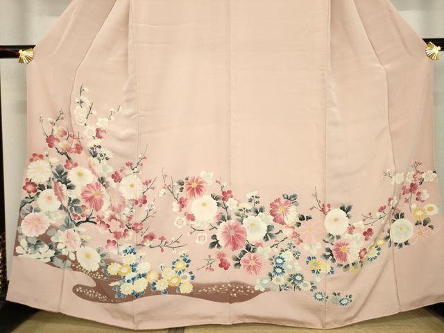 平和屋着物●豪華色留袖　手描き　枝花文　金彩　鬼しぼ縮緬　正絹　逸品　AABE8237ck