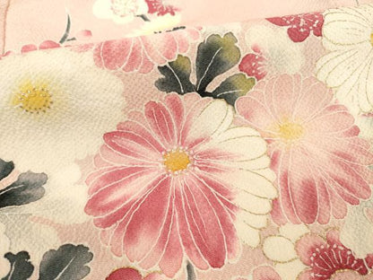 平和屋着物●豪華色留袖　手描き　枝花文　金彩　鬼しぼ縮緬　正絹　逸品　AABE8237ck