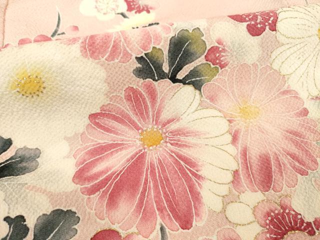 平和屋着物●豪華色留袖　手描き　枝花文　金彩　鬼しぼ縮緬　正絹　逸品　AABE8237ck