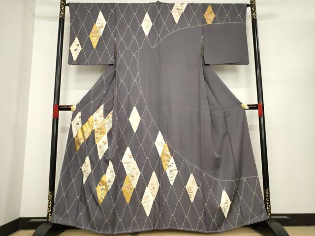 平和屋着物●訪問着　友禅　花菱文　金彩　正絹　逸品　AABE8239ck