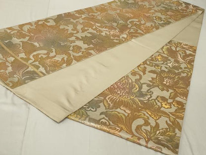 平和屋着物◎六通柄 本袋帯 更紗花文 金糸 正絹 逸品 AABE8272ou