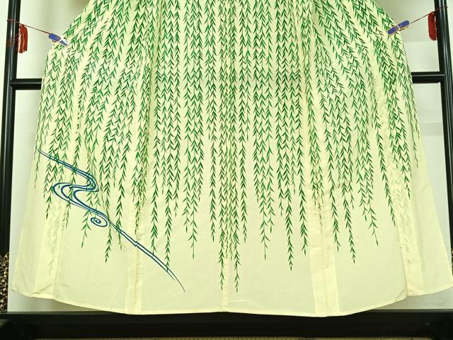 平和屋着物▽訪問着 単衣 流水草葉文 洗える着物 AABE8323jh