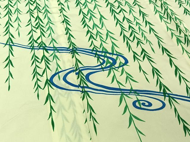 平和屋着物▽訪問着 単衣 流水草葉文 洗える着物 AABE8323jh