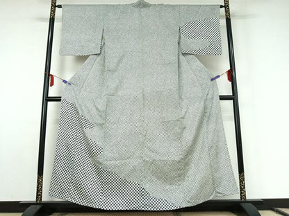平和屋着物▽訪問着 単衣 鹿の子文 洗える着物 AABE8325jh