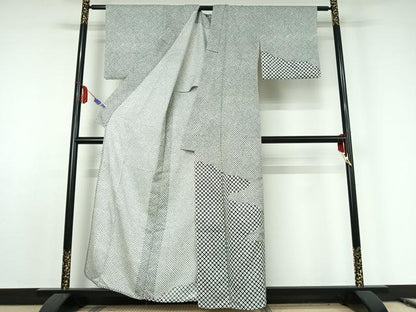 平和屋着物▽訪問着 単衣 鹿の子文 洗える着物 AABE8325jh