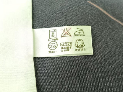 平和屋着物▽小紋 単衣 鞠文 黒地 洗える着物 AABE8326jh