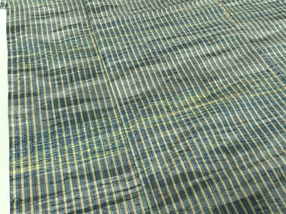 平和屋着物▽上質な紬　単衣　縞　正絹　逸品　AABE8328jh