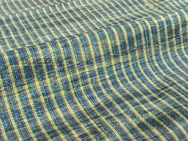 平和屋着物▽上質な紬　単衣　縞　正絹　逸品　AABE8328jh