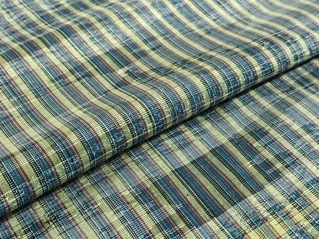 平和屋着物▽上質な紬　単衣　縞　正絹　逸品　AABE8328jh