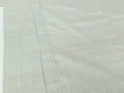 平和屋着物▽上質な紬 単衣 市松綾織 縞 正絹 逸品 AABE8331jh